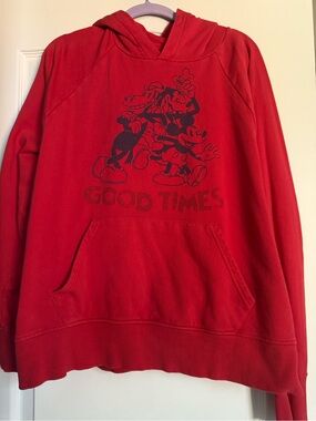 Disney Red 'Good Times' Crewneck Hoodie Large